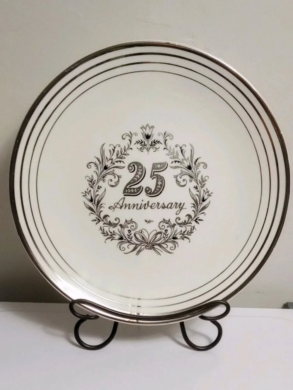 25th Anniversary 1960s  Silver Anniversary Vintage Large Plate 10